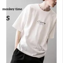 monkey time シンプルロゴ 半袖 Tシャツ ポンチ素材 ホワイトのサムネイル