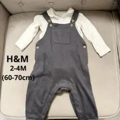H&M オーバーオール サロペット シャツ セットアップ 男の子 ネイビー