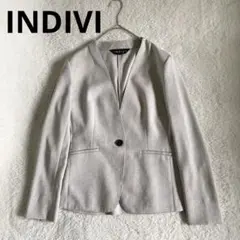 【美品】 INDIVI リネンライクカラーレスジャケット　ベージュ　春夏　Mのサムネイル