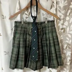 なんちゃって制服 スカート ネクタイ グリーン 緑 セット