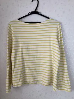 ユニクロ　Ｌ長袖T ストライプイエロー