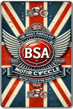 BSA バイク　クラシック　レトロ風メタルサイン　インテリア雑貨