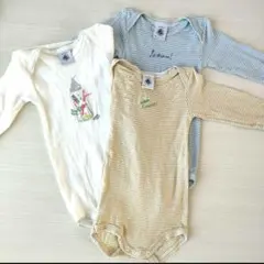 新品 プチバトー ロンパース 3枚セット 60cm 70cm　ベビー　肌着