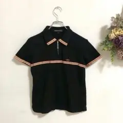 NICOLE SPORTS ポロシャツ　ジップアップ　半袖　黒　b1050