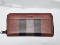 ブラウン ブラック ストライプ 長財布