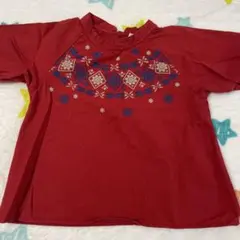 刺繍入り チュニック トップス レッド