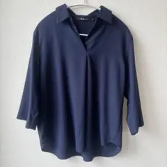 UNIQLO ブラウス シャツ ネイビー フォーマル レディース S