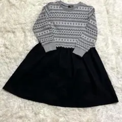 【美品】COMME CA ISM ノルディック柄ドッキングワンピース 120A