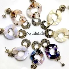 ✧マーブリングフープピアス✧ P-005 WH