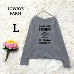 【ローリーズファーム】カットソー　F　グレー　プリント　ゆったり　カジュアル