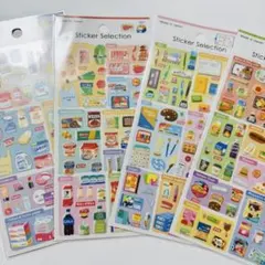 セリア　GAIA ミニチュアお店シール 4種セット stickSelection