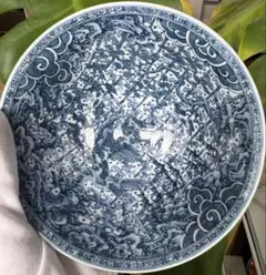 幻の名工】有田焼 佐藤走波 染付山水文 大鉢 盛鉢 菓子鉢【極美品