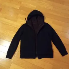 UNIQLOボアスウェットジップアップ フード付きパーカー 黒