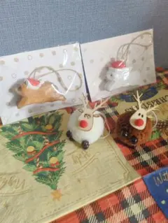 木製 クリスマスオーナメント 4個セット