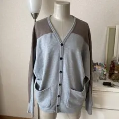 ZUCCA ズッカ　バイカラー　スウェットカーデガンM グレー×ブラウン