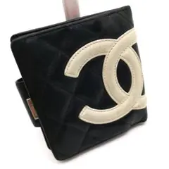 美品 シャネル カンボンライン 二つ折り財布 ブラック