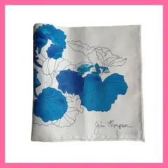 ①ジムトンプソン タイシルク100% ハンカチ 花柄 ブルー