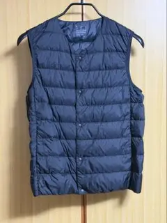 MUJI 無印良品 ダウンベスト L ノーカラー ブラック