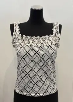 フリル付きチェック柄キャミソール