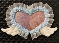 ペアトレカケース　B8×2枚　水色　ハート　ホイップデコ　リボンデコ