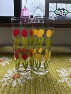 昭和レトロポップ　チューリップグラス　内藤ルネ　アデリア　当時物　レトロ