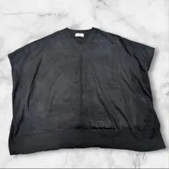 r.p.s黒 Vネック ニットベスト ゆったりサイズ　273