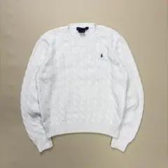 【超美品】90s Ralph Lauren ケーブルニット 白 ホワイト