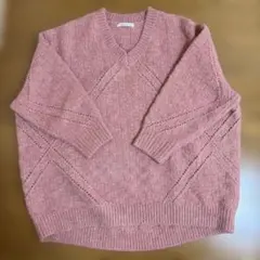ROSIEE Vネック ニット ピンク