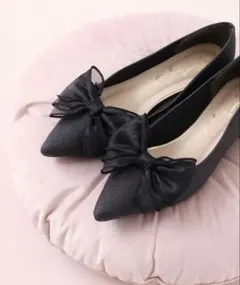 jurer キラキラグリッターリボンパンプス