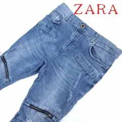 ザ ラ「 ＺＡＲＡ　ＭＡＮ 」ニーＺＩＰ バイカー デニム　USA３４