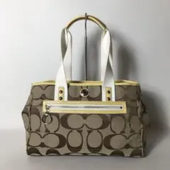 2508-421｜美品｜コーチ シグネチャー ハンドバッグ イエロー