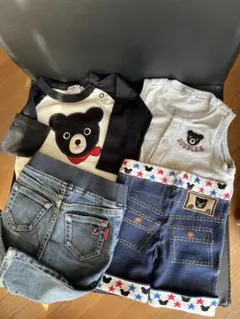 ミキハウス　ダブルビー　70 トップス　ベスト デニムパンツ　4点セット