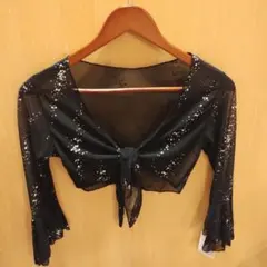 黒 シースルー フレアスリーブ カーディガン