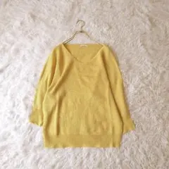エルELLE Vネックニット　 38　イエロー　シンプル