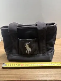 ポロラルフローレン　キャンバス ミニトートバッグ　ブラック