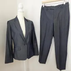 美品 エスプリミュール パンツスーツ グレー 背抜き サイズＬ 洗える 光沢