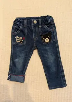 90cmDouble.B デニムパンツ クマ刺繍