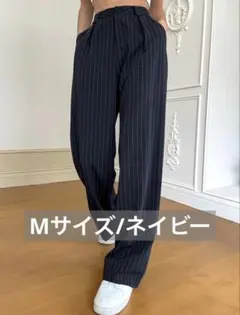 ネイビー ストライプ スラックス JP-M