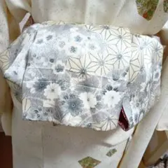 大人の兵児帯半幅帯ハンドメイド澪No2963着物リメイク正絹麻の葉 桜 花柄