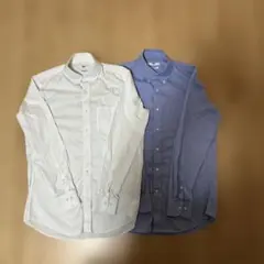 ユニクロ　スーパーノンアイロン スリムフィット 長袖　L ホワイト　ブルー