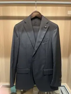 <美品>LARDINI ネイビー ツイードジャケット ブートニエール サイズ42 LARDINI ラルディーニ イタリア製 ブートニエール付 ウール テーラード