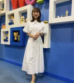 美品✨セルフォード ストレッチカシュクールワンピース オフホワイト