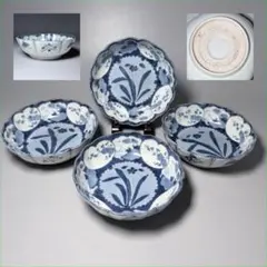 古伊万里 色絵七寸皿 人物 梅 蝶 三方割 幕末〜明治期 21cm 古器を愉し