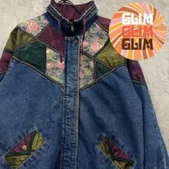 US古着ヴィンテージ デニム ゴブラン ジャケット メンズM程 US古着◇刺繍 ゴブラン ベロア 装飾 ジャケット メンズL程 メンズ US