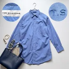 THE SHINZONE レギュラーカラーシャツ 青 刺繍 綿 長袖 ロングのサムネイル