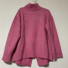 美品　ピンク ハイネック ニット セーター