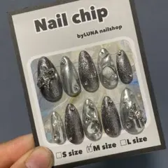 韓国ネイル y2kネイル ブラック ミラーネイル キラキラ うる艶ネイル