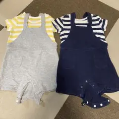 ユニクロ サロペット風半袖ロンパース ボーダー　２着セット 80