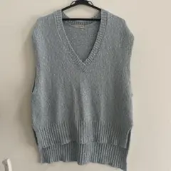 ライトブルー Vネック ニットベスト
