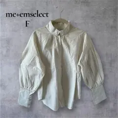 me+em select バンドカラー ギャザースリーブ ブラウス 白F 春